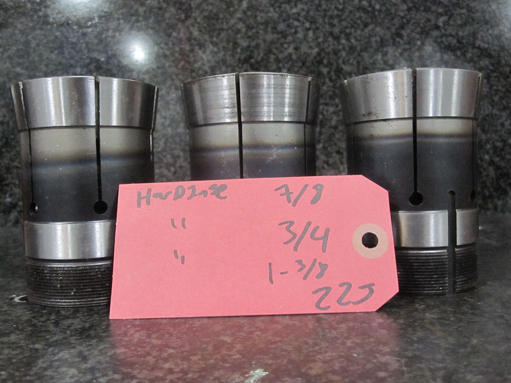3X LOT OF 3 HARDINGE 22J COLLETS 7/8" 3/4" 1-3/8" 1