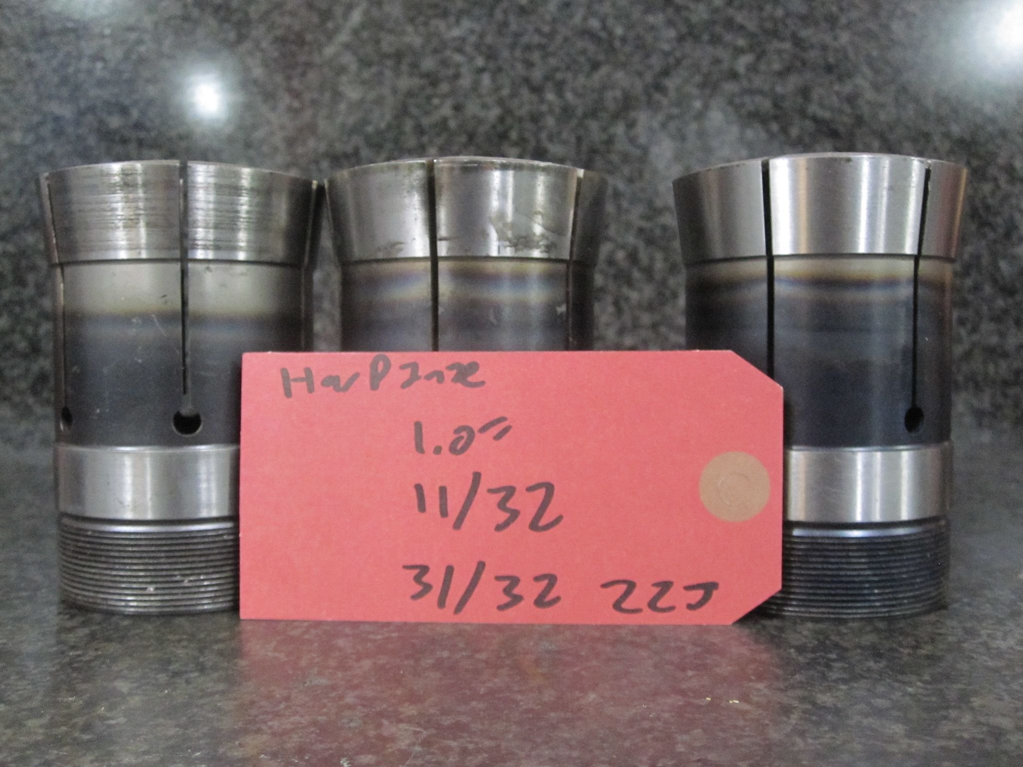 3X LOT OF 3 HARDINGE 22J COLLETS 1.0" 11/32 31/32 1