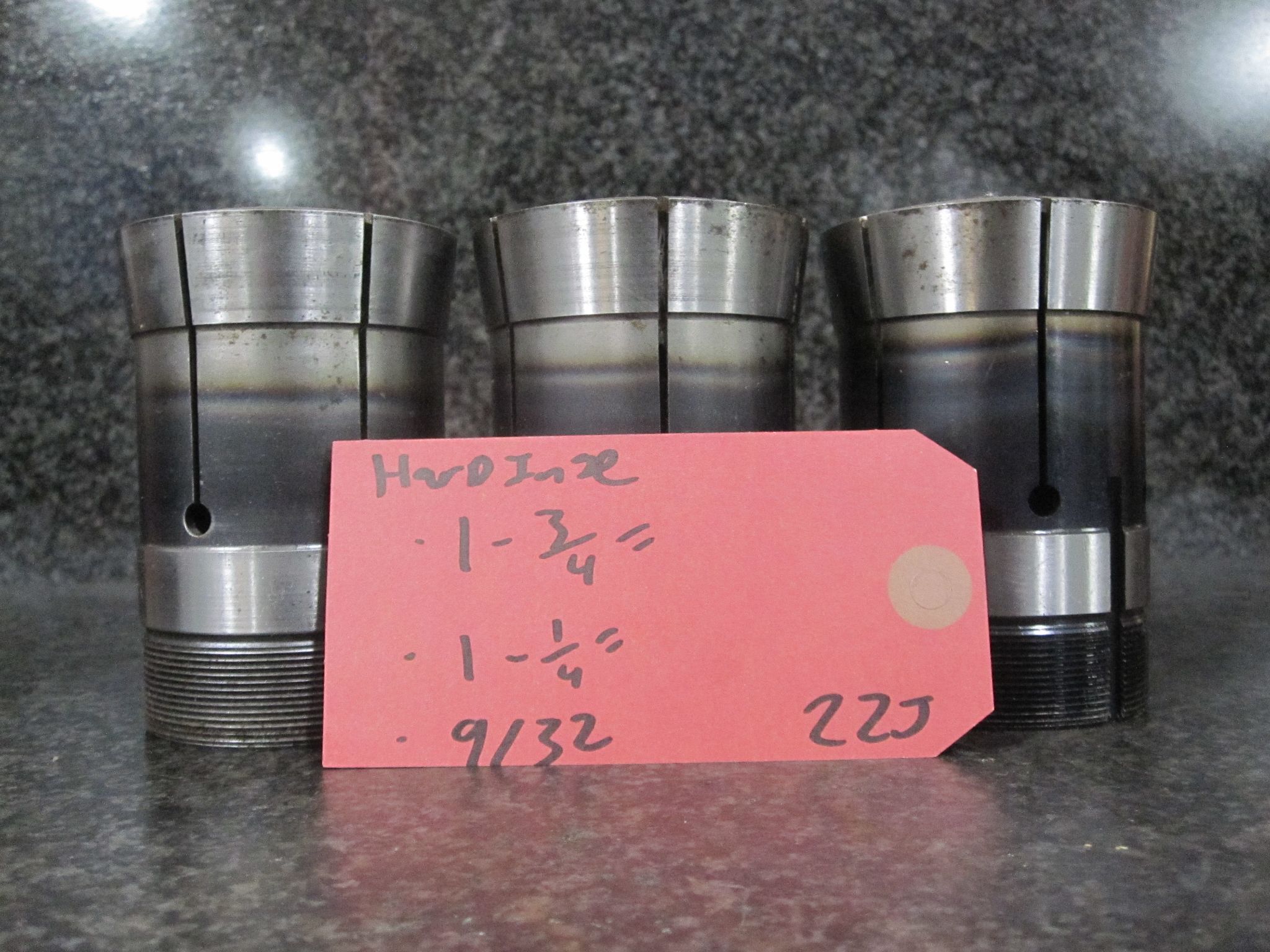 3X LOT OF 3 HARDINGE 22J COLLETS 1-3/4" 1-1/4" 9/32 1