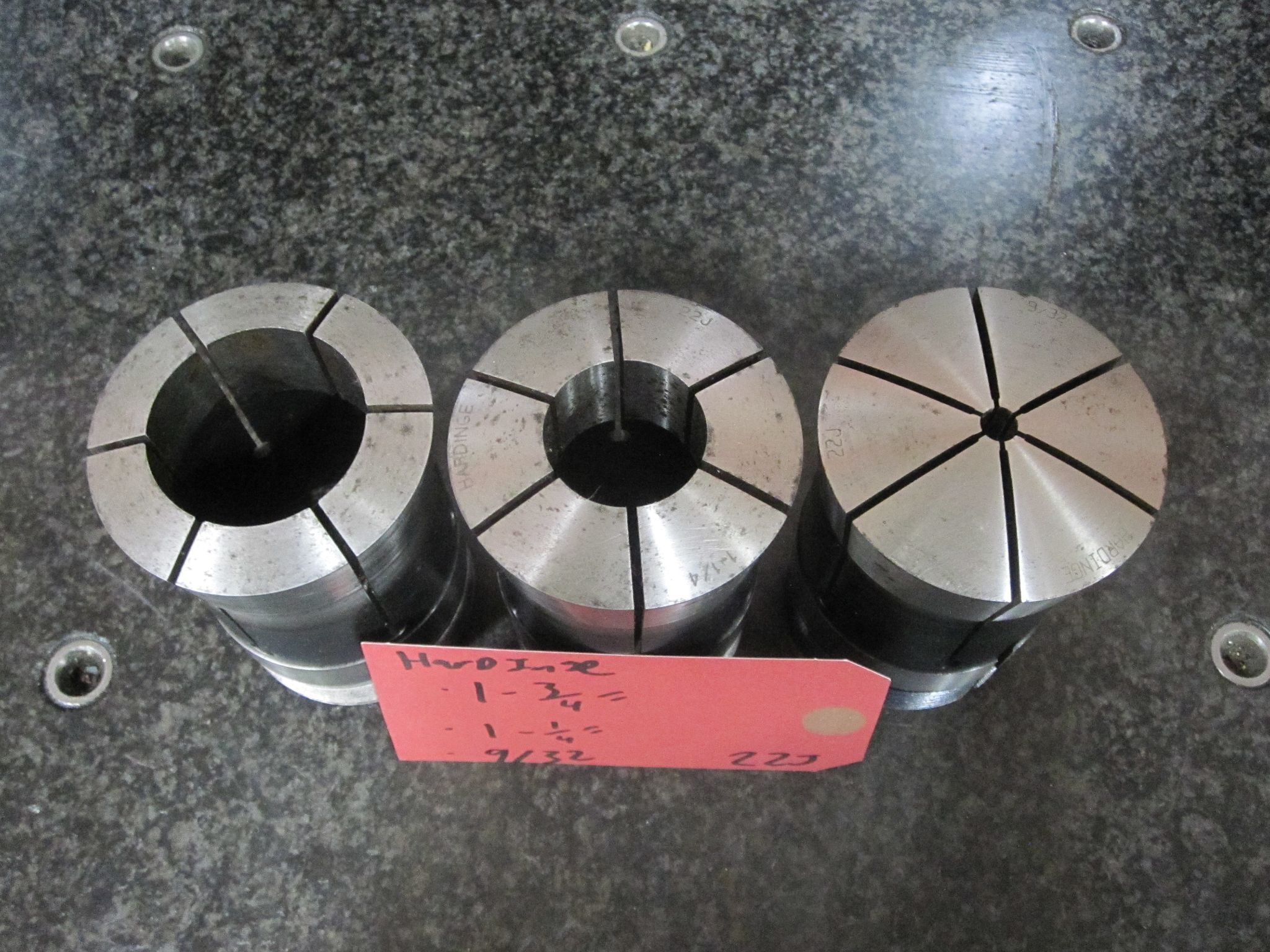 3X LOT OF 3 HARDINGE 22J COLLETS 1-3/4" 1-1/4" 9/32 2