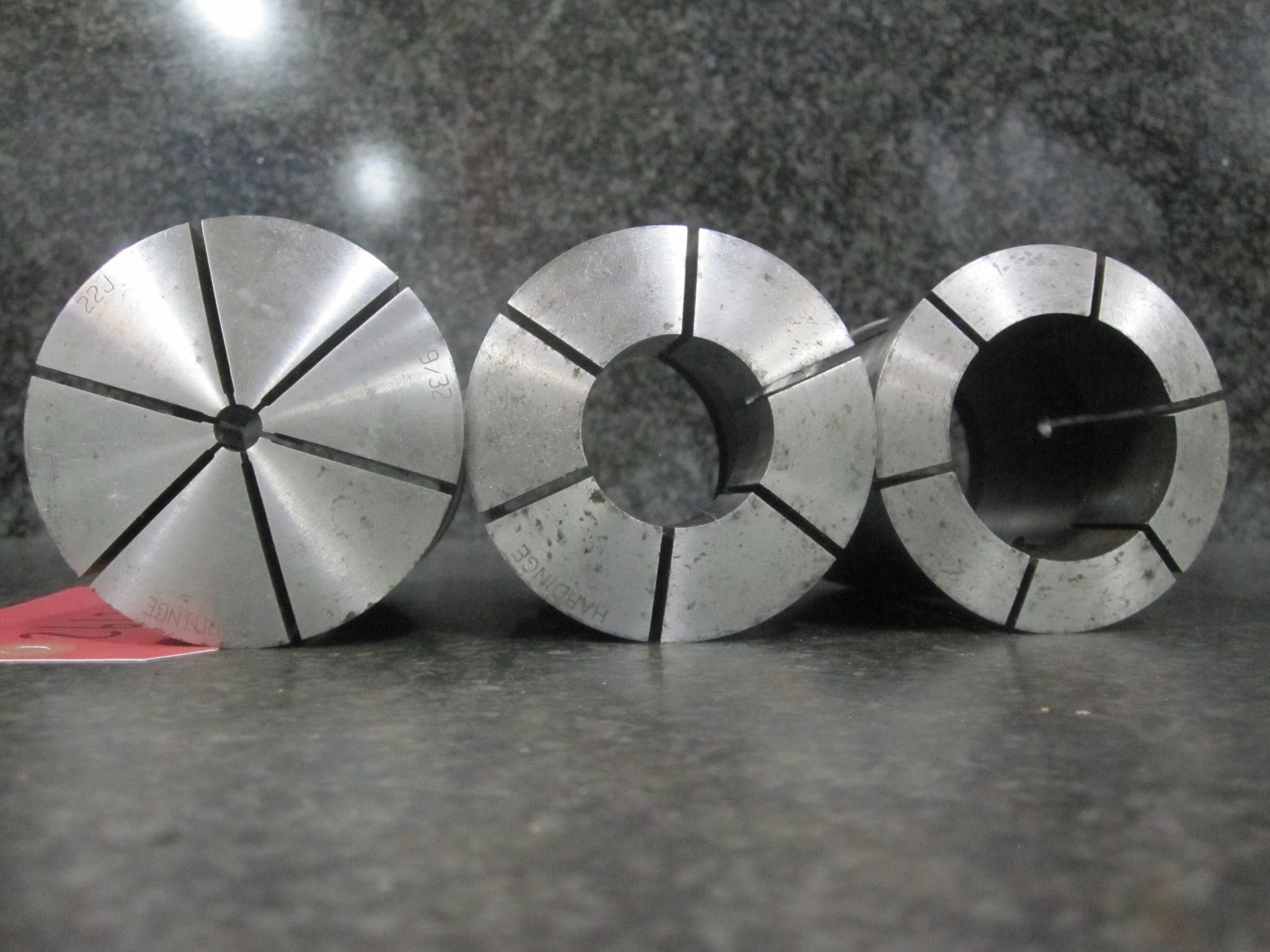 3X LOT OF 3 HARDINGE 22J COLLETS 1-3/4" 1-1/4" 9/32 19