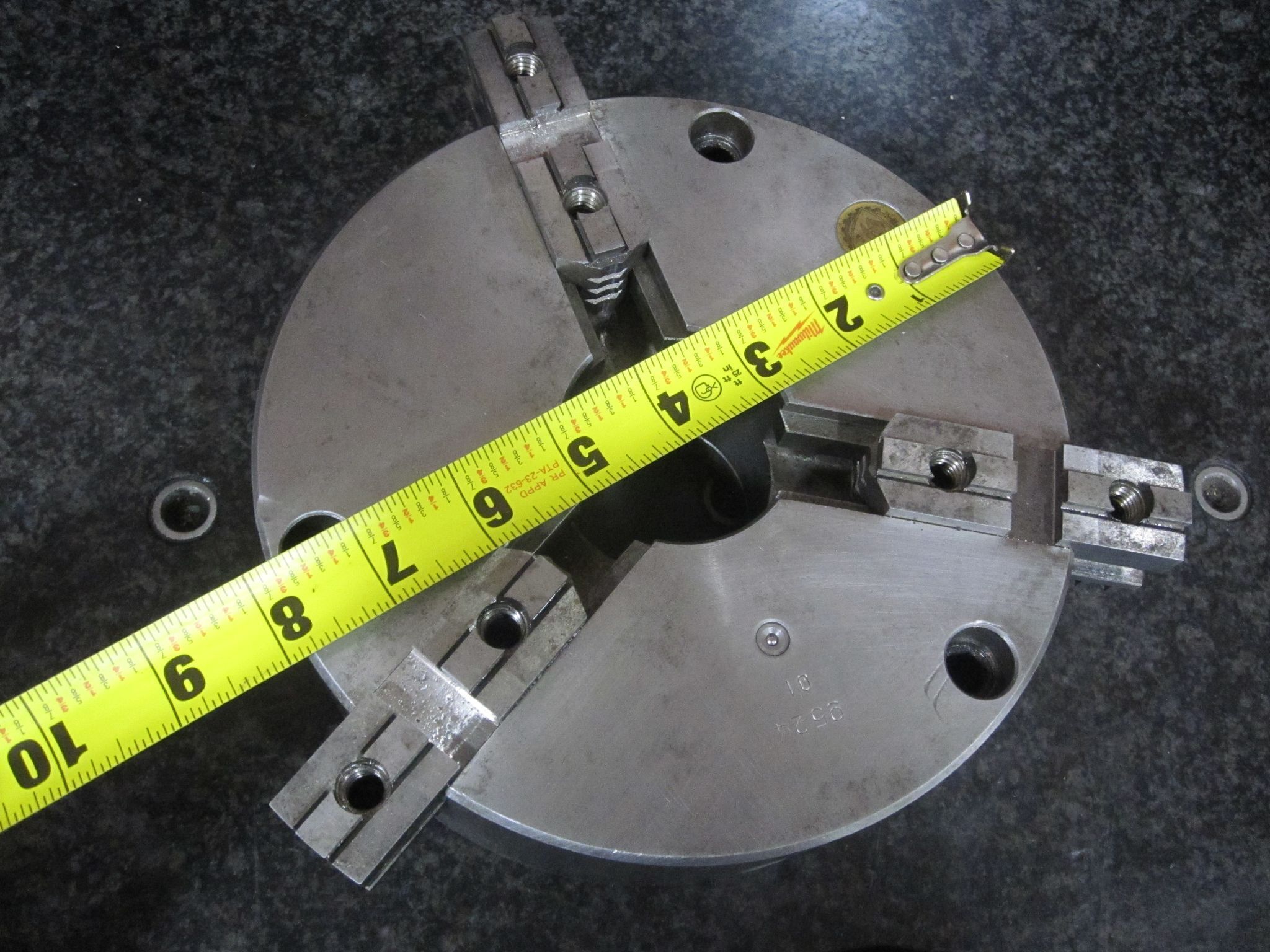 BISON 3-JAW SCROLL CHUCK 3 JAW 8" CHUCK 2" THRU HOLE FRONT MOUNT PLAIN BACK 200mm LATHE 10