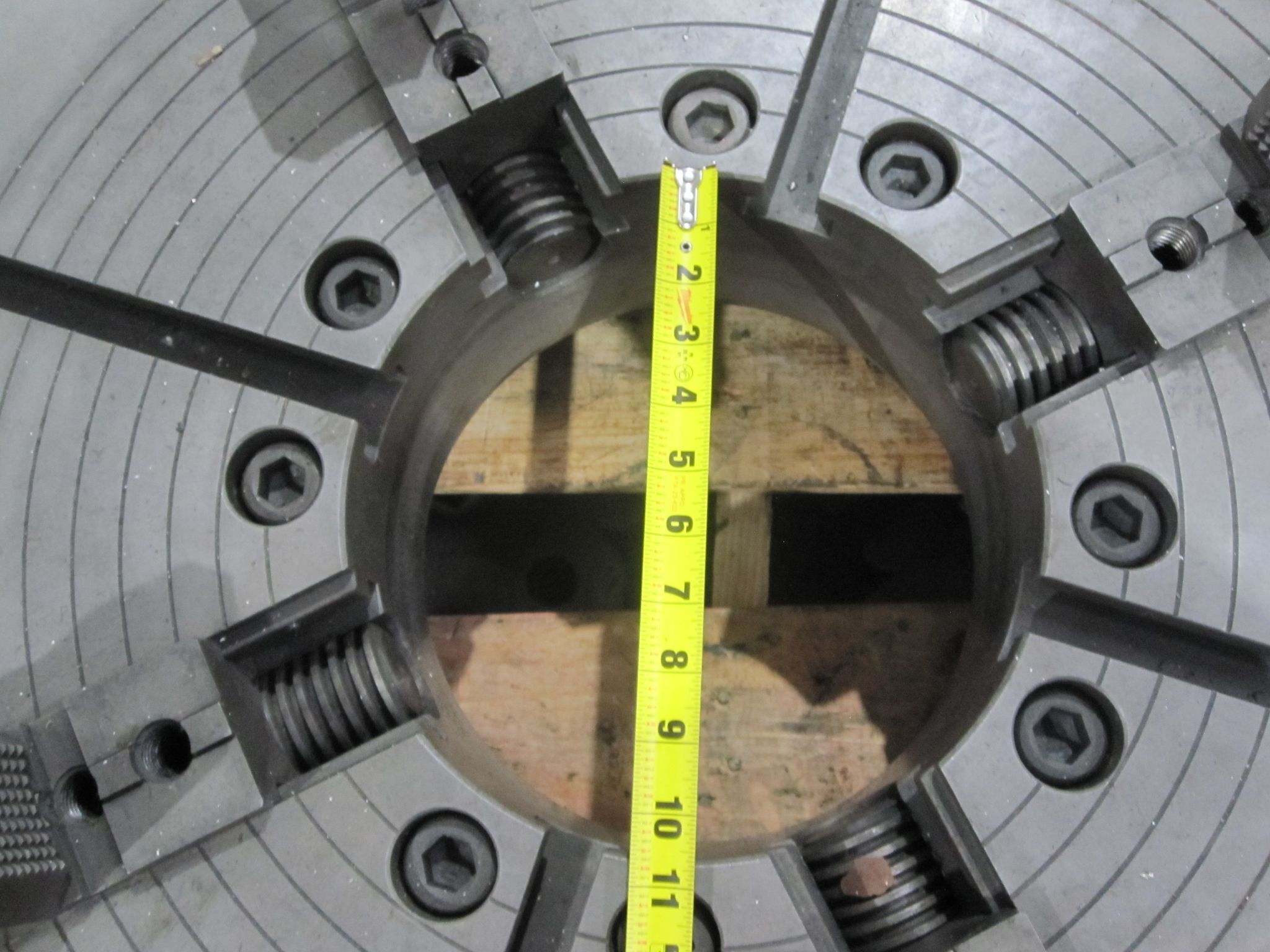 BISON LARGE CHUCK INDEPENDENT 4 JAW OIL COUNTRY CHUCK W/ LARGE THROUGH HOLE BISON A2-15 SPINDLE MOUNT 3