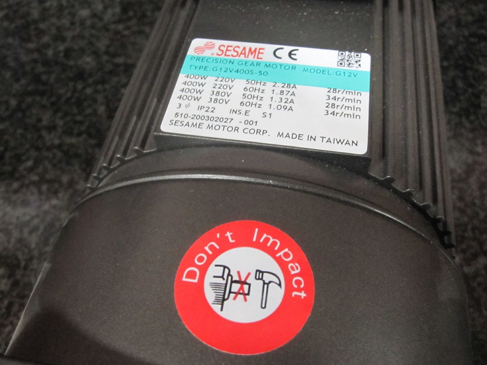 (AS-IS) SESAME PRECISION GEAR MOTOR G12V G12V400S-50 400W 220V (AS-IS) 7
