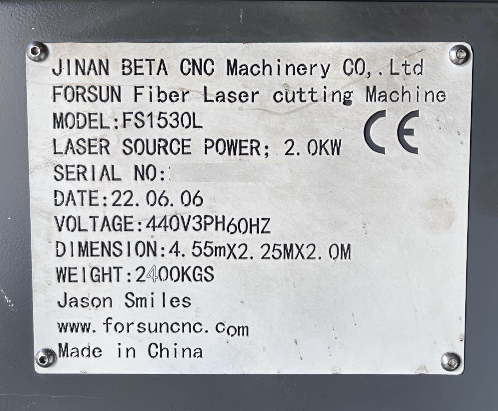 Jinan Forsun FS1530L 2KW CNC Fiber Laser Cutting 16