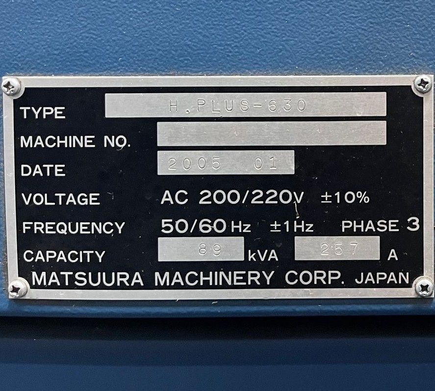 Matsuura H-Plus 630 CNC Horizontal Mill - 50 Taper HMC 22
