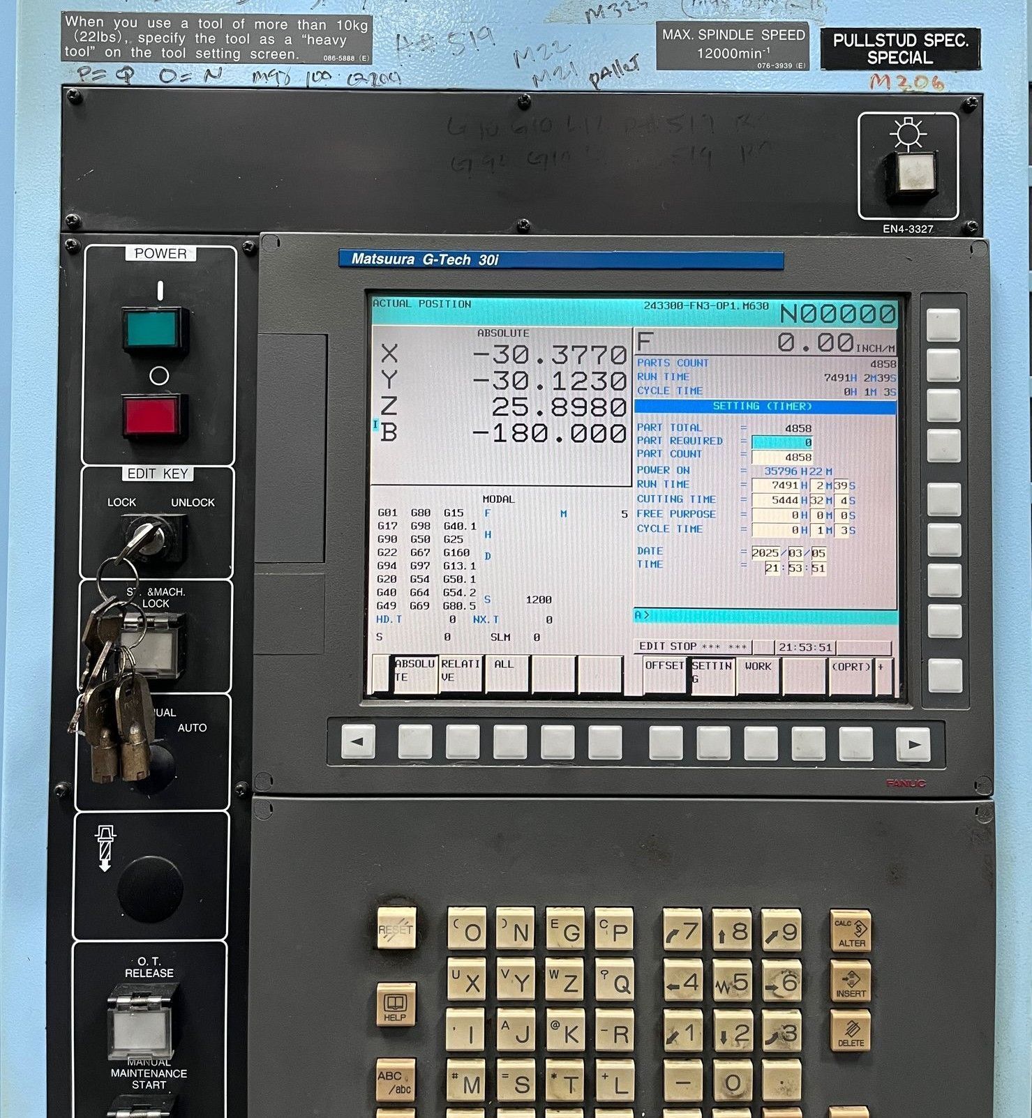 Matsuura H-Plus 630 CNC Horizontal Mill - 50 Taper HMC 7