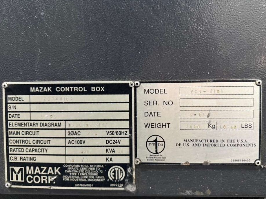 Used Mazak VCN 410A CNC Vertical Machining Center - Mill