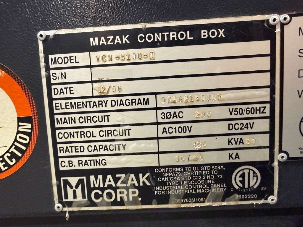 Used Mazak VCN 510C-II CNC Vertical Machining Center