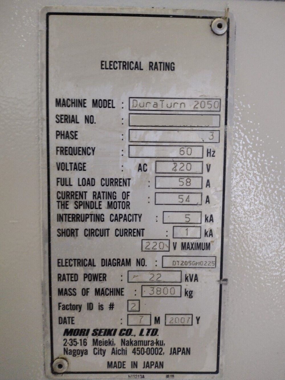 Mori Seiki DuraTurn 2050 CNC Turning Center 20