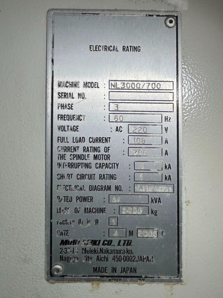 Mori Seiki NL-3000/700 CNC Turning Center - 15.75" Chuck Lathe 12