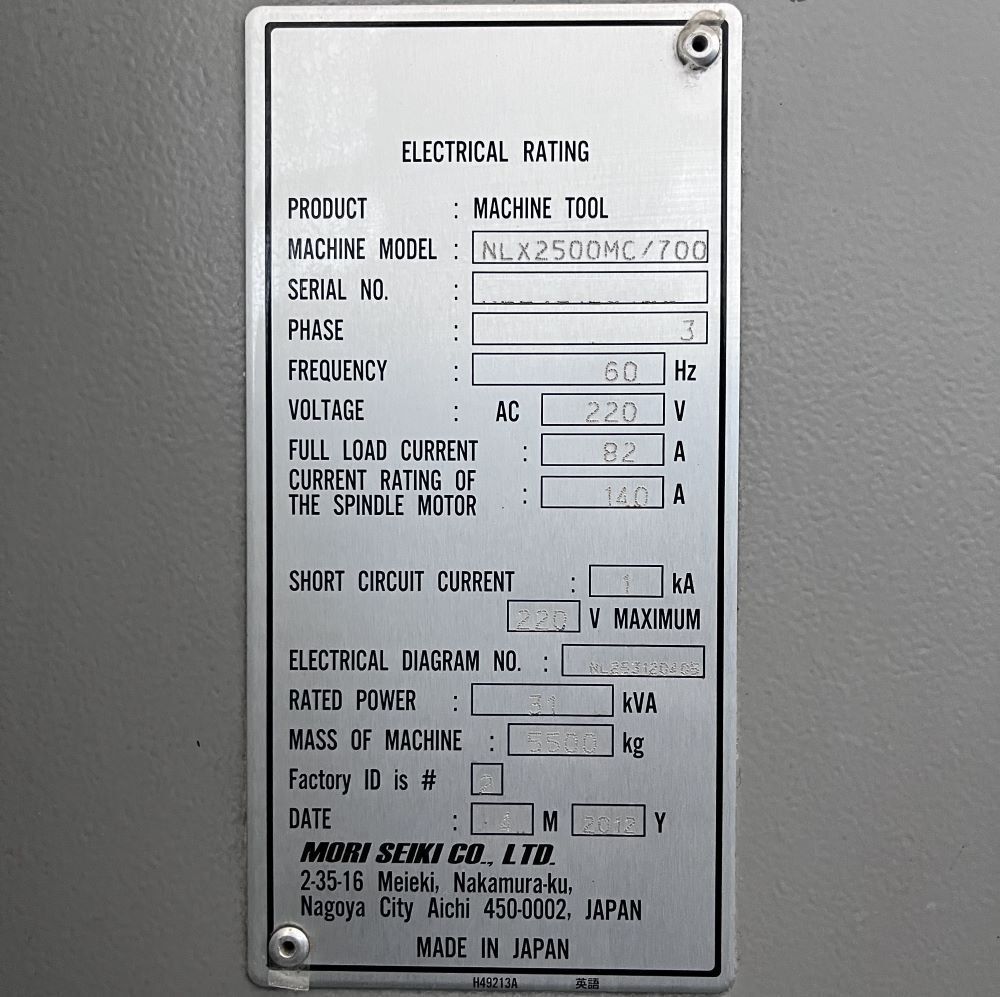 DMG Mori Seiki NLX 2500MC/700 CNC Turn Mill Center - 10" Chuck Lathe 16