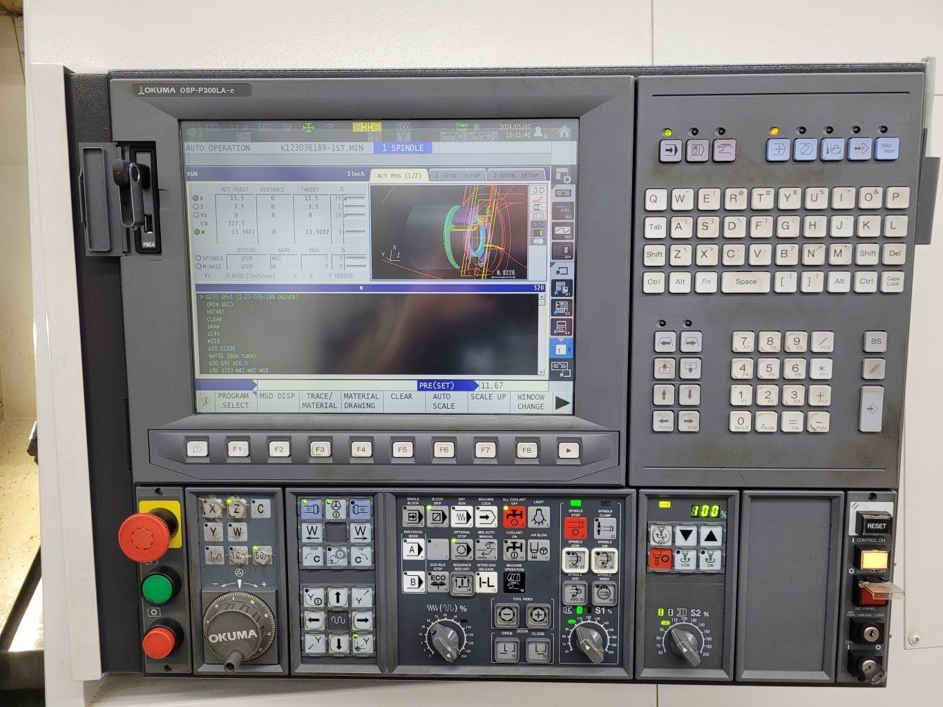 Used Okuma Genos L300-MYW-e CNC Turning Center for Sale