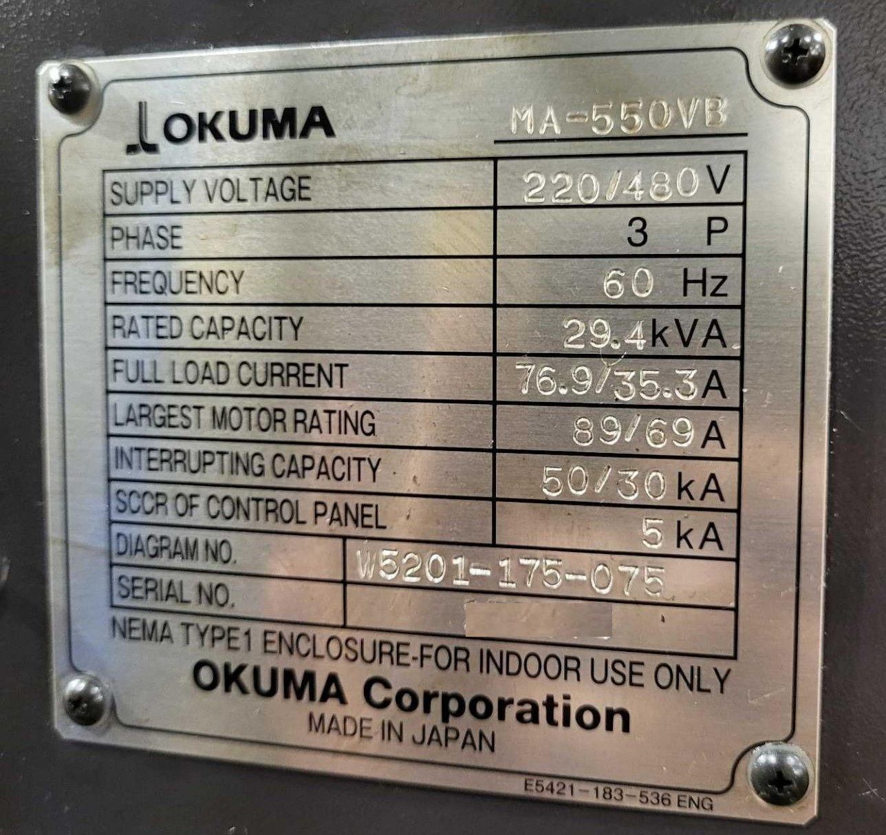 Okuma MA-550VB CNC Vertical Machining Center - 50 Taper Mill 11
