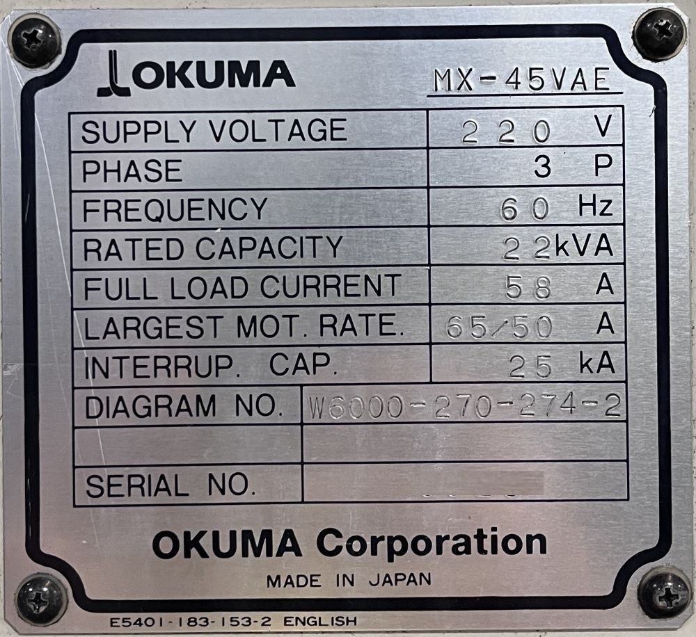 Okuma MX-45VAE CNC Vertical Machining Center 16