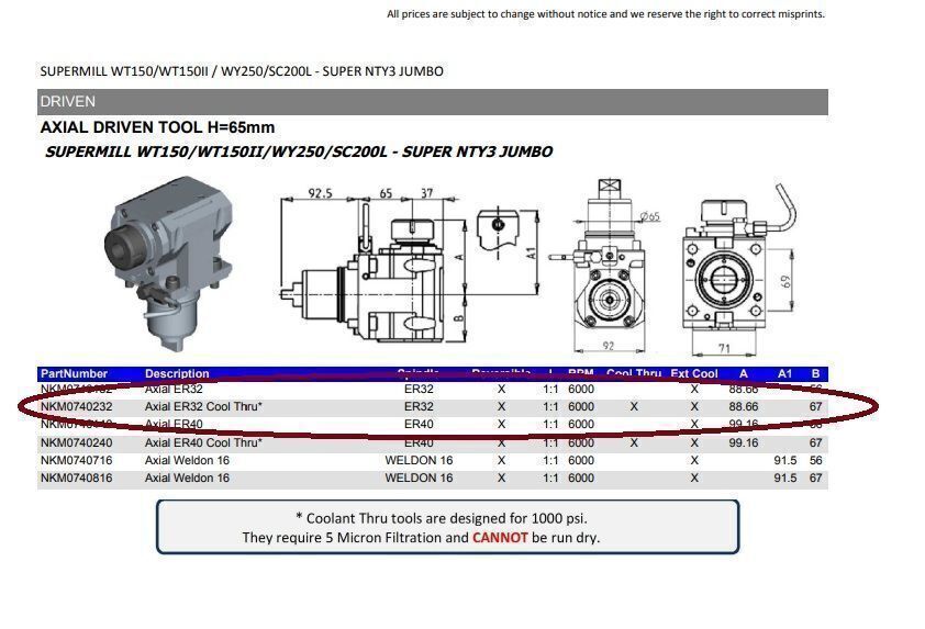 MT MARCHETTI NKM0740232 90 DEGREE RIGHT ANGLE LIVE DRIVEN TOOL HOLDER ER32 16