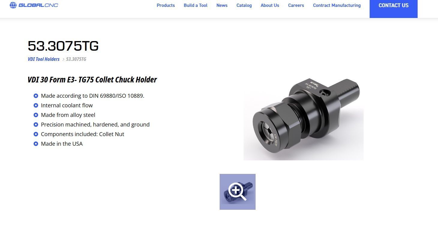 GLOBAL CNC VDI30 VDI 30 STATIC TG COLLET TG75 53.3075TG 12