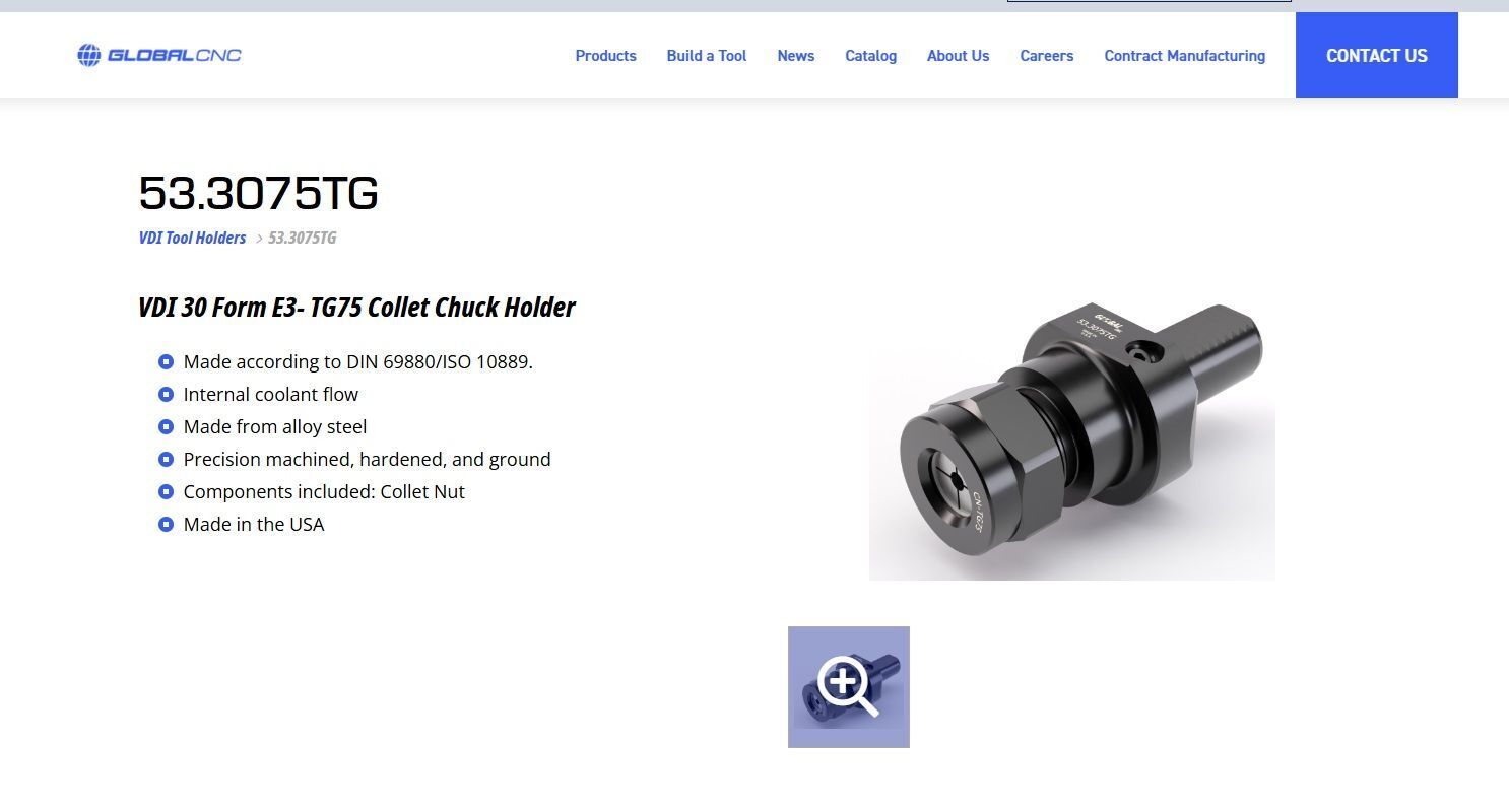 GLOBAL CNC VDI30 VDI 30 STATIC TG COLLET TG75 53.3075TG 19
