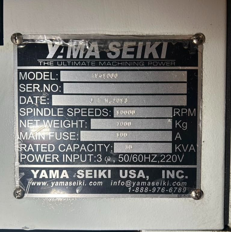 Yama Seiki AV-1000 CNC Vertical Machining Center - 10000 RPM Mill 19