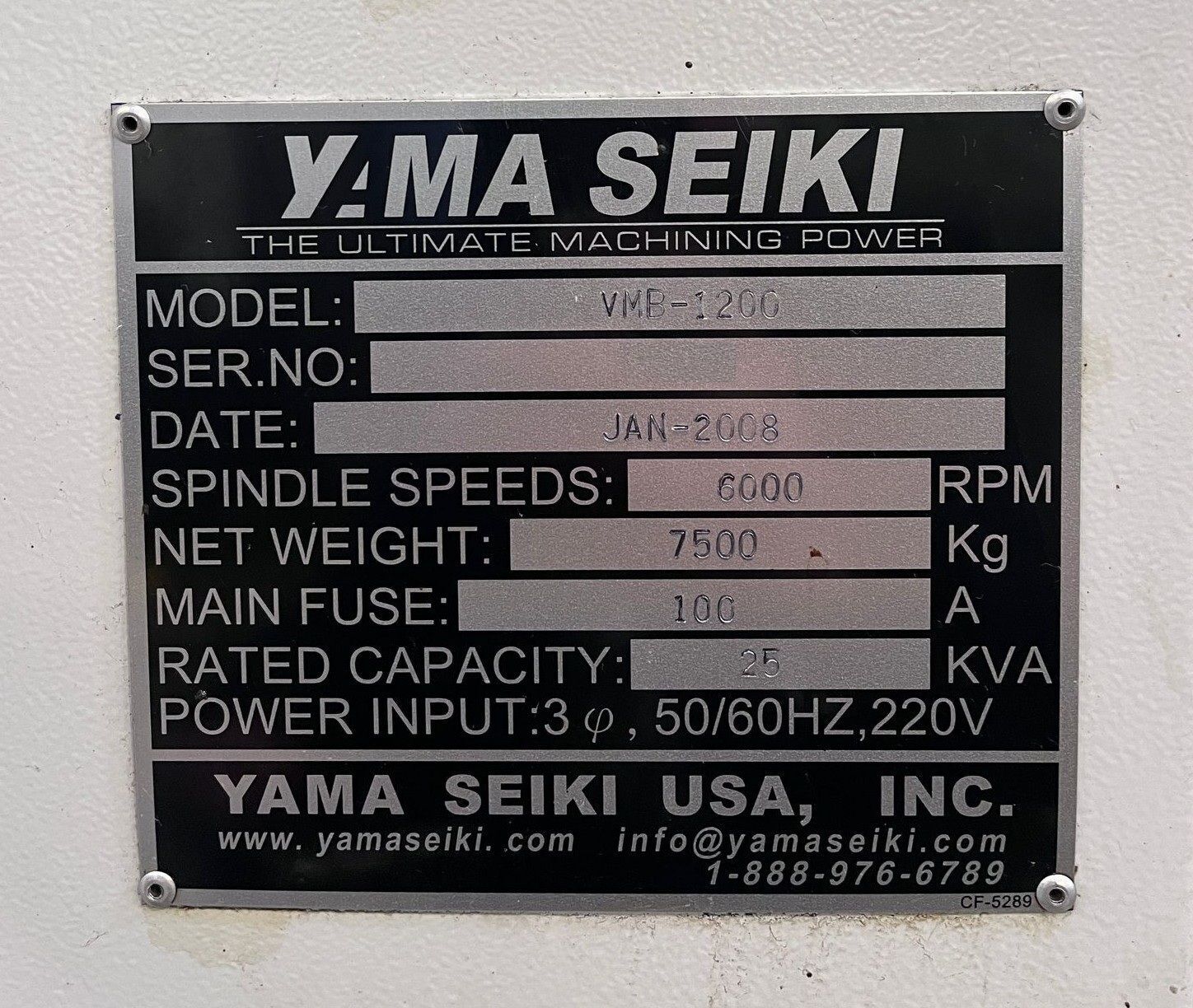 Yama Seiki VMB-1200/50 CNC Vertical Machining Center - 50 Taper Mill 20
