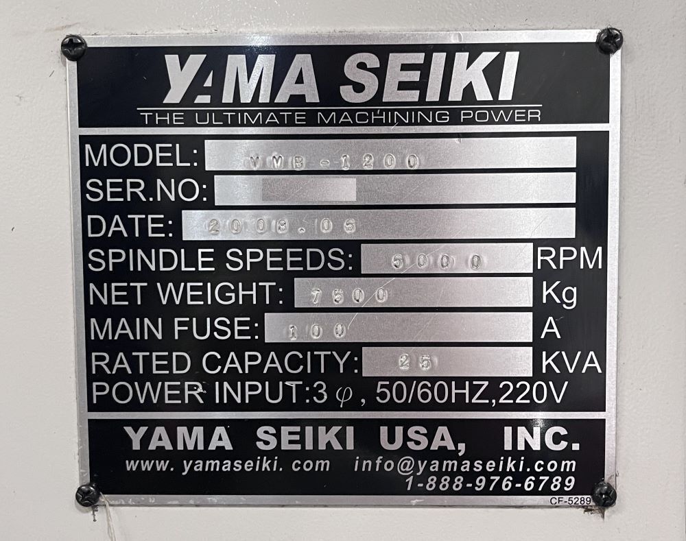 Yama Seiki VMB-1200/50 CNC Vertical Mill - 4th Axis Ready 20
