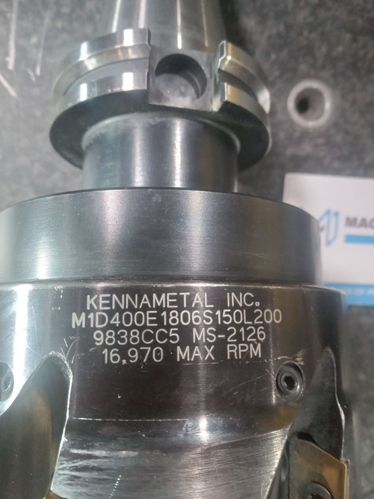 KENNAMETAL M1D400E1806S150L200 4 Inch Shell Face Mill on Cat40 Tool Holder 1