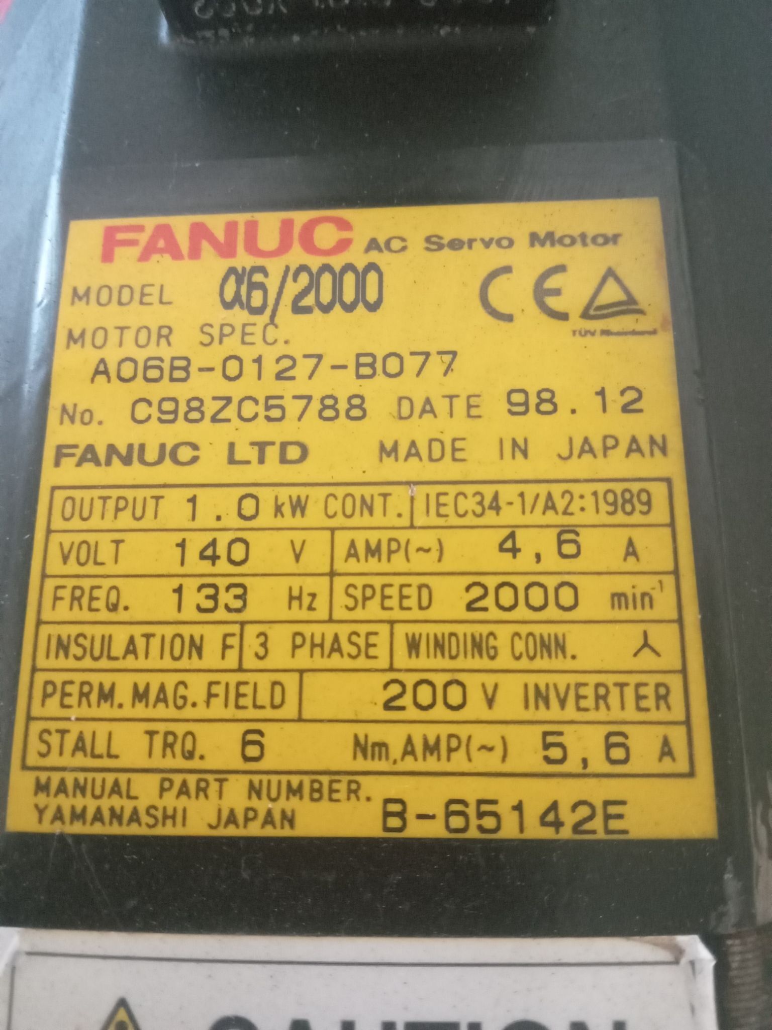FANUC A06B-0127-B077 AC Servo Motor 1