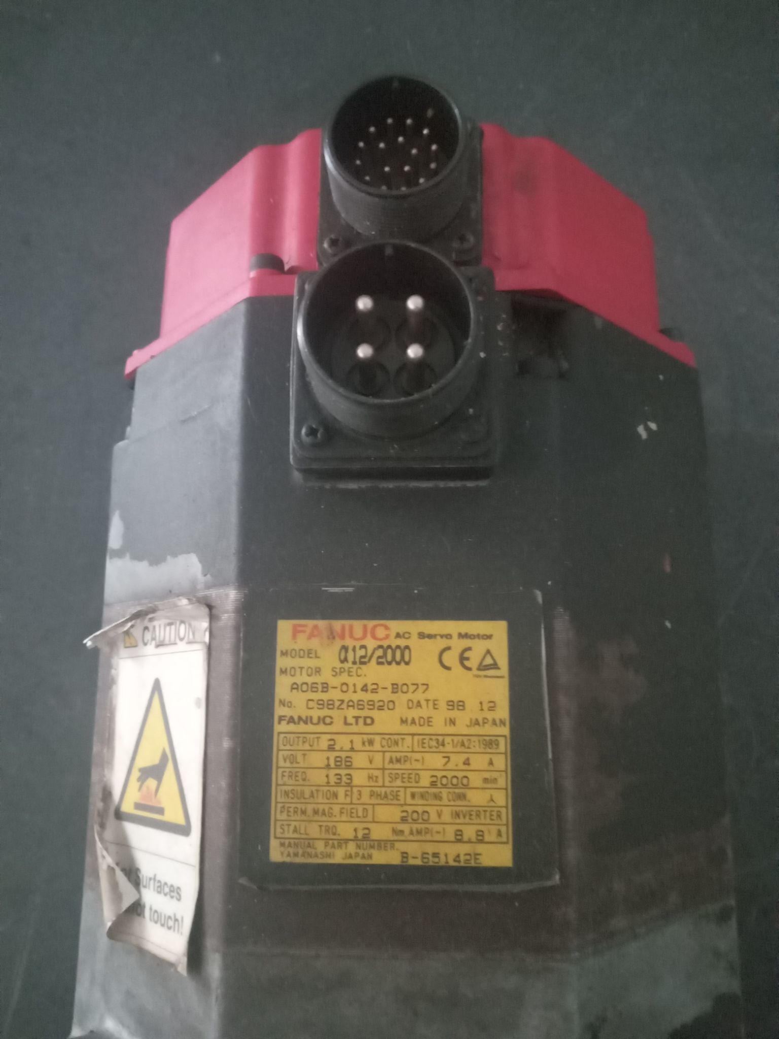 FANUC A06B-0142-B077 α12/2000 AC SERVO MOTOR B-65142E 2