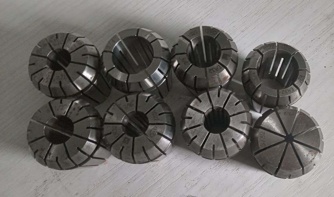 Lot of 8 ER32 Collets SYIC 3/4 5/8 15/32 5/32 7/16 1/2 1
