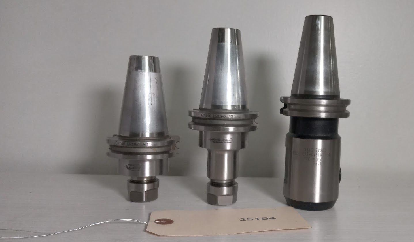 Lot of 3 Tool Holders Cat40 SYIC GS Accupro ER16 1" Weldon Flat 0