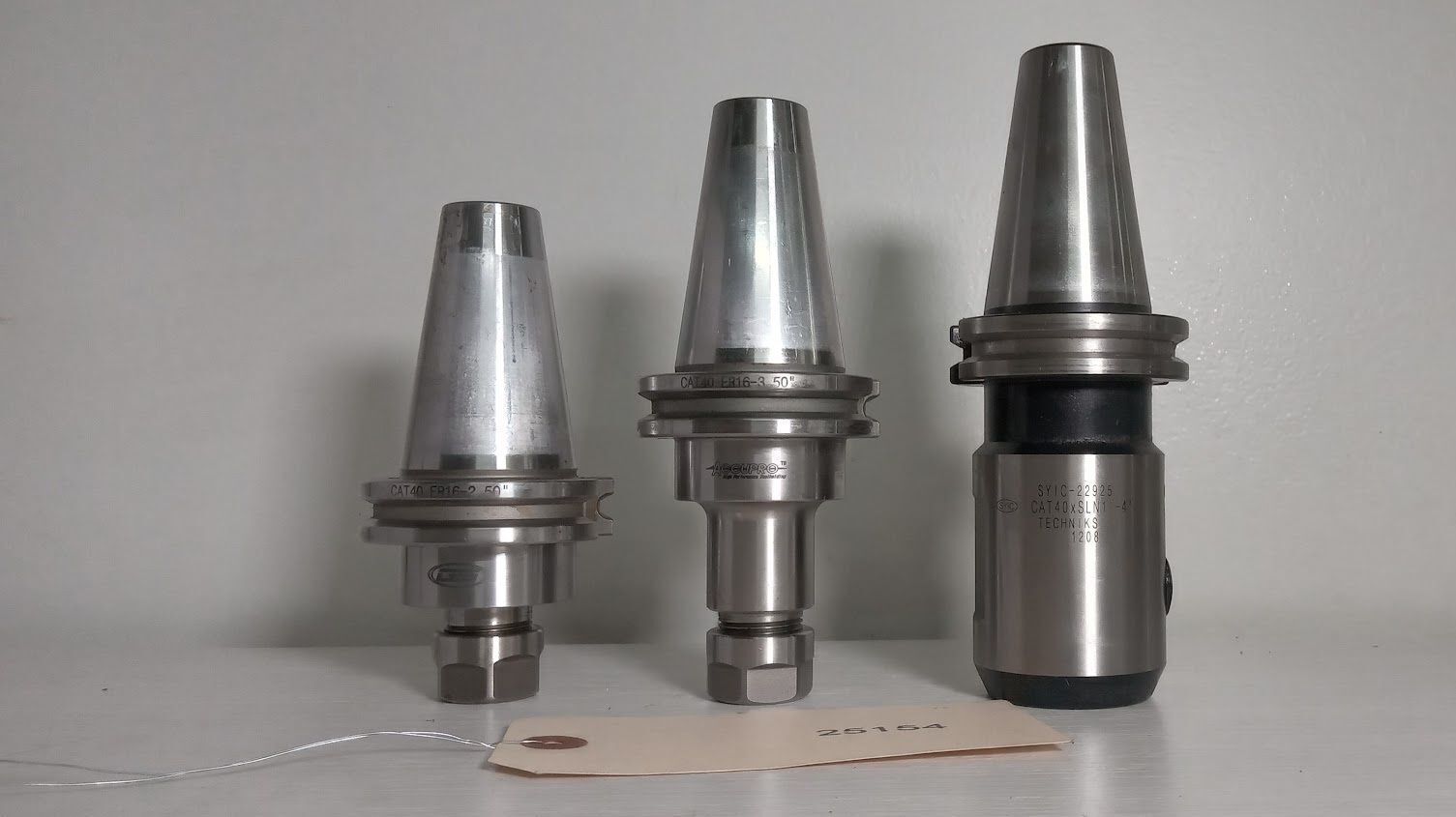 Lot of 3 Tool Holders Cat40 SYIC GS Accupro ER16 1" Weldon Flat 5