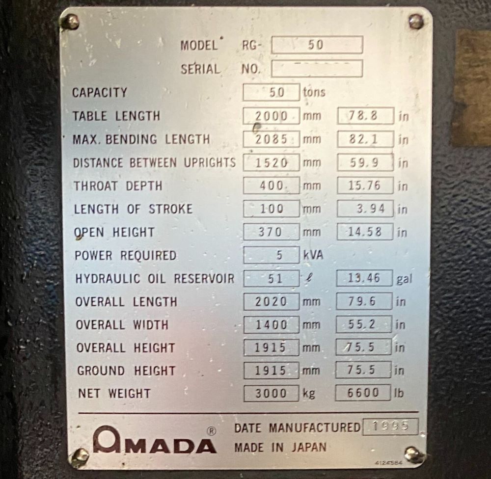 Amada RG-50 CNC Press Brake 10