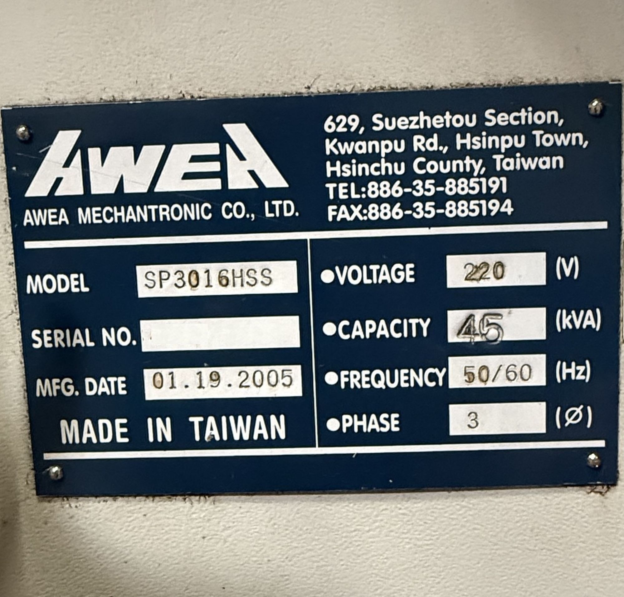 Awea SP-3016HSS High Speed Bridge Type CNC Machining Center - 15,000 RPM Mill 20