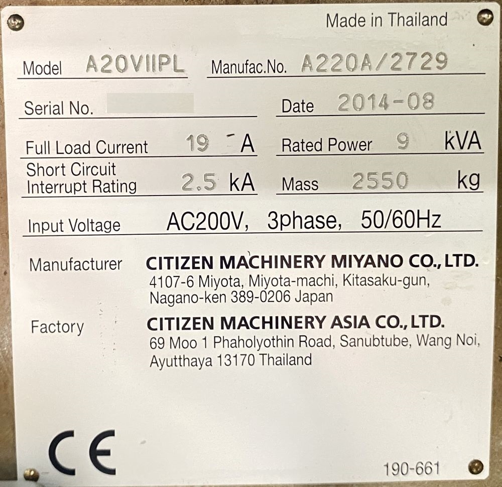 Citizen Cincom A20VIIPL CNC Swiss Screw Type Automatic Lathe Turning 28