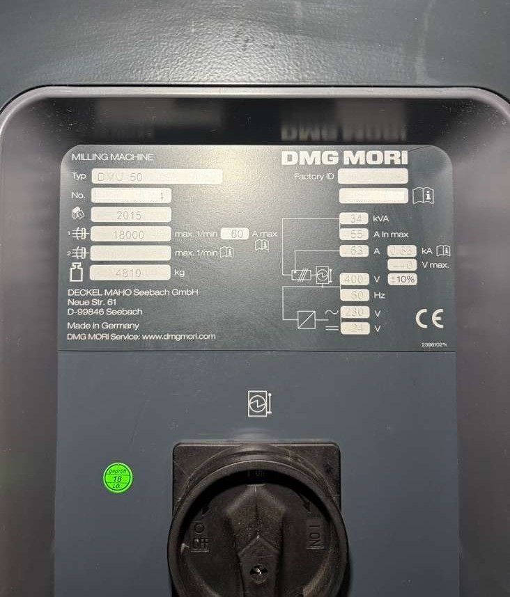 DMG Mori DMU 50 5-Axis CNC Universal Machining Center - 18,000 RPM Mill 17