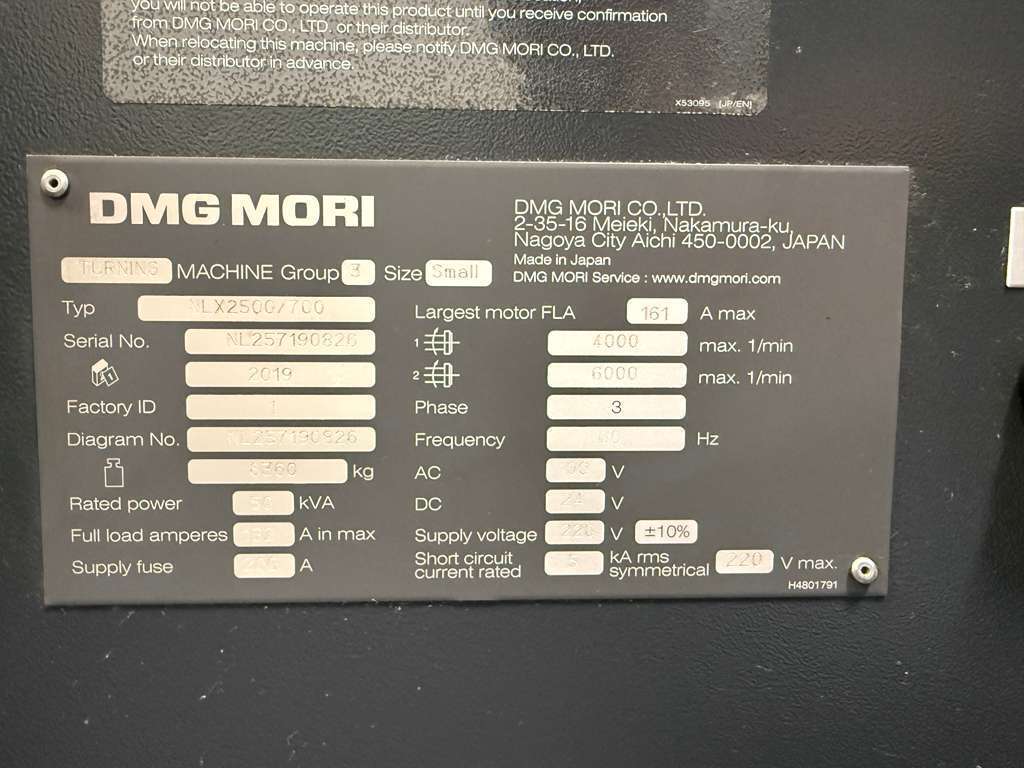 DMG Mori NLX 2500SY/700 CNC Turning Center - 2019 Sub Spindle Y Axis Lathe 13