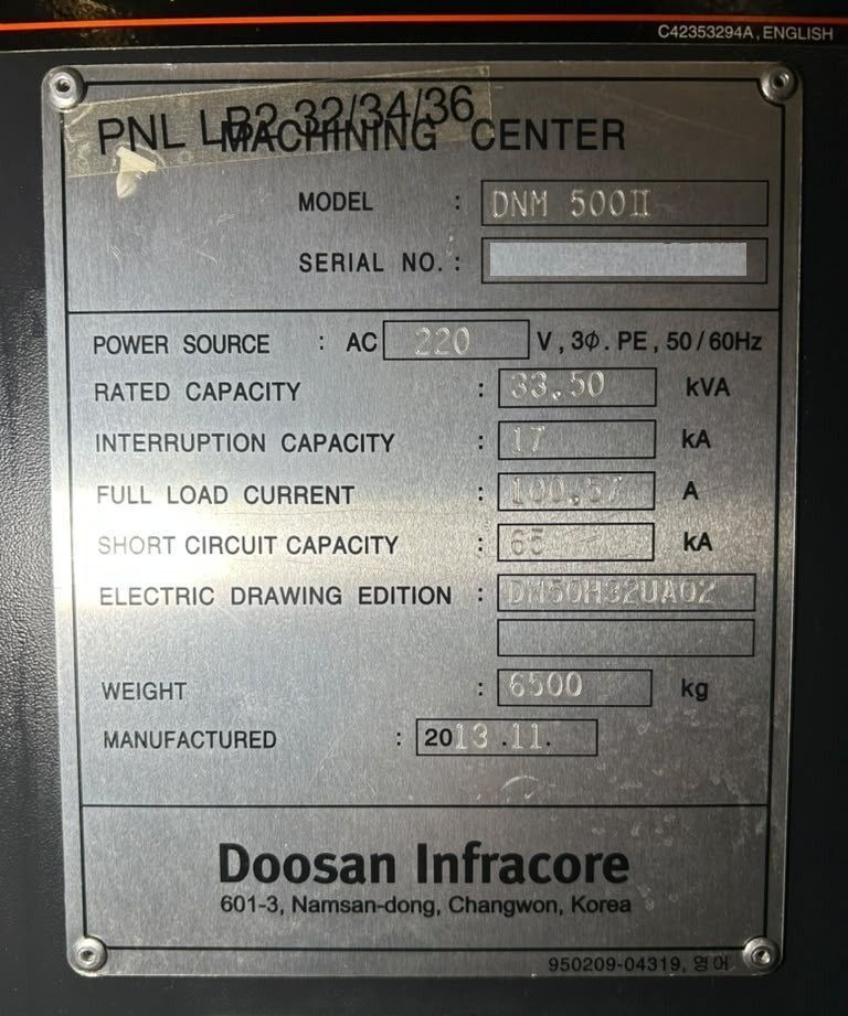 Doosan DNM 500II CNC Vertical Machining Center - 12,000 RPM Mill 18