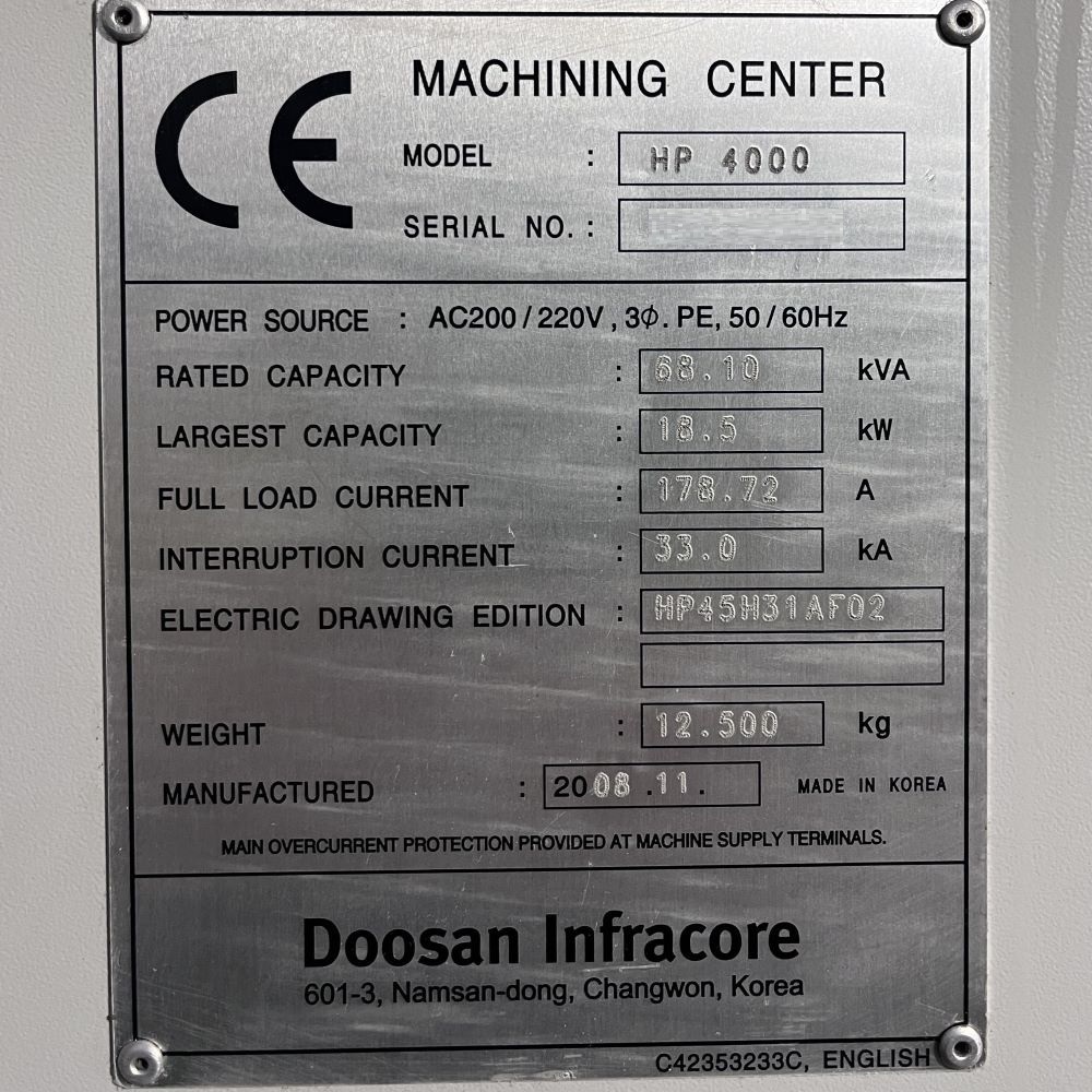 Doosan HP-4000 CNC Horizontal Machining Center 24
