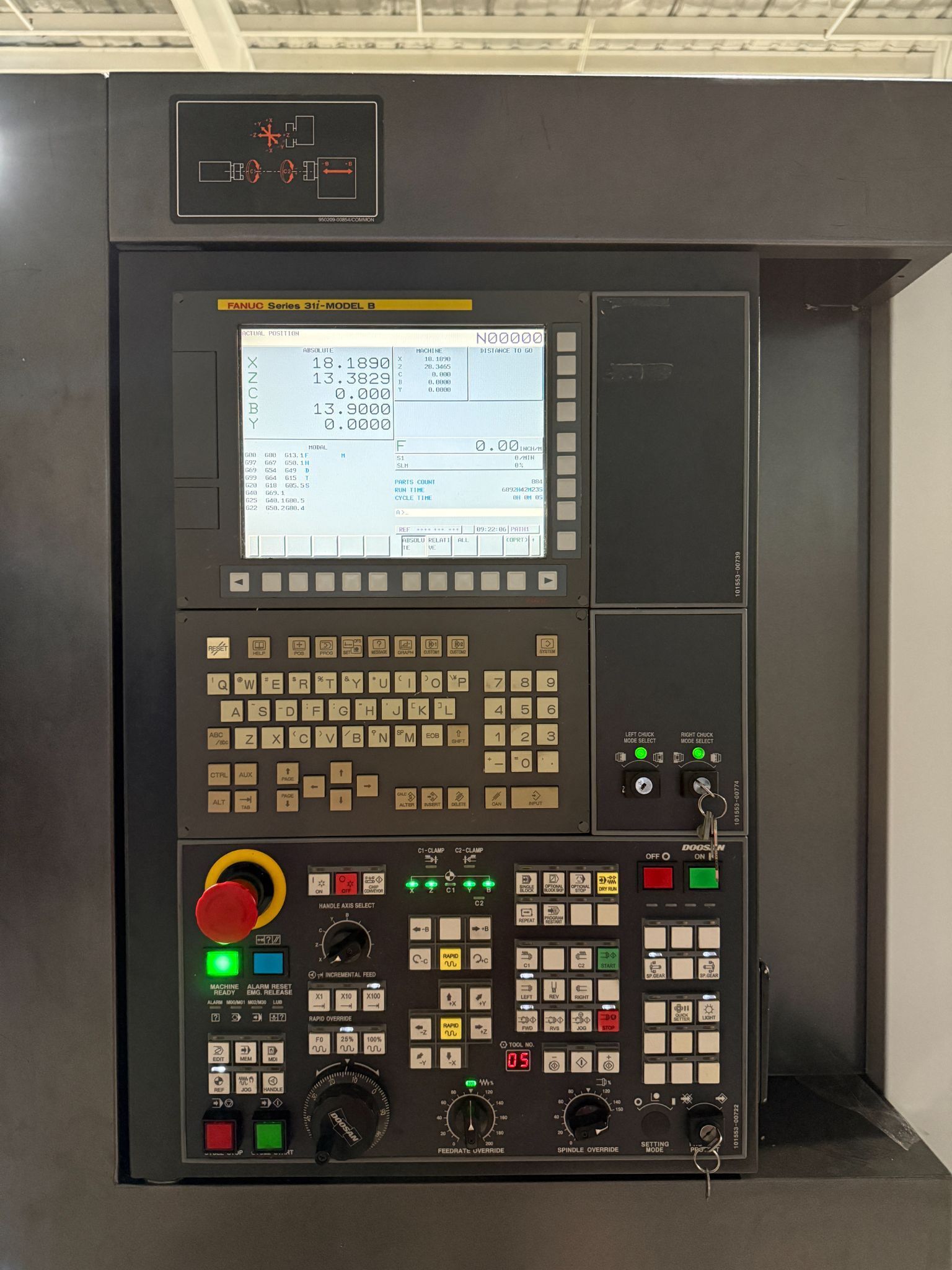 Doosan Puma 2100SY CNC Turning Center - Sub Spindle Y Axis Bar Feeder Lathe 1