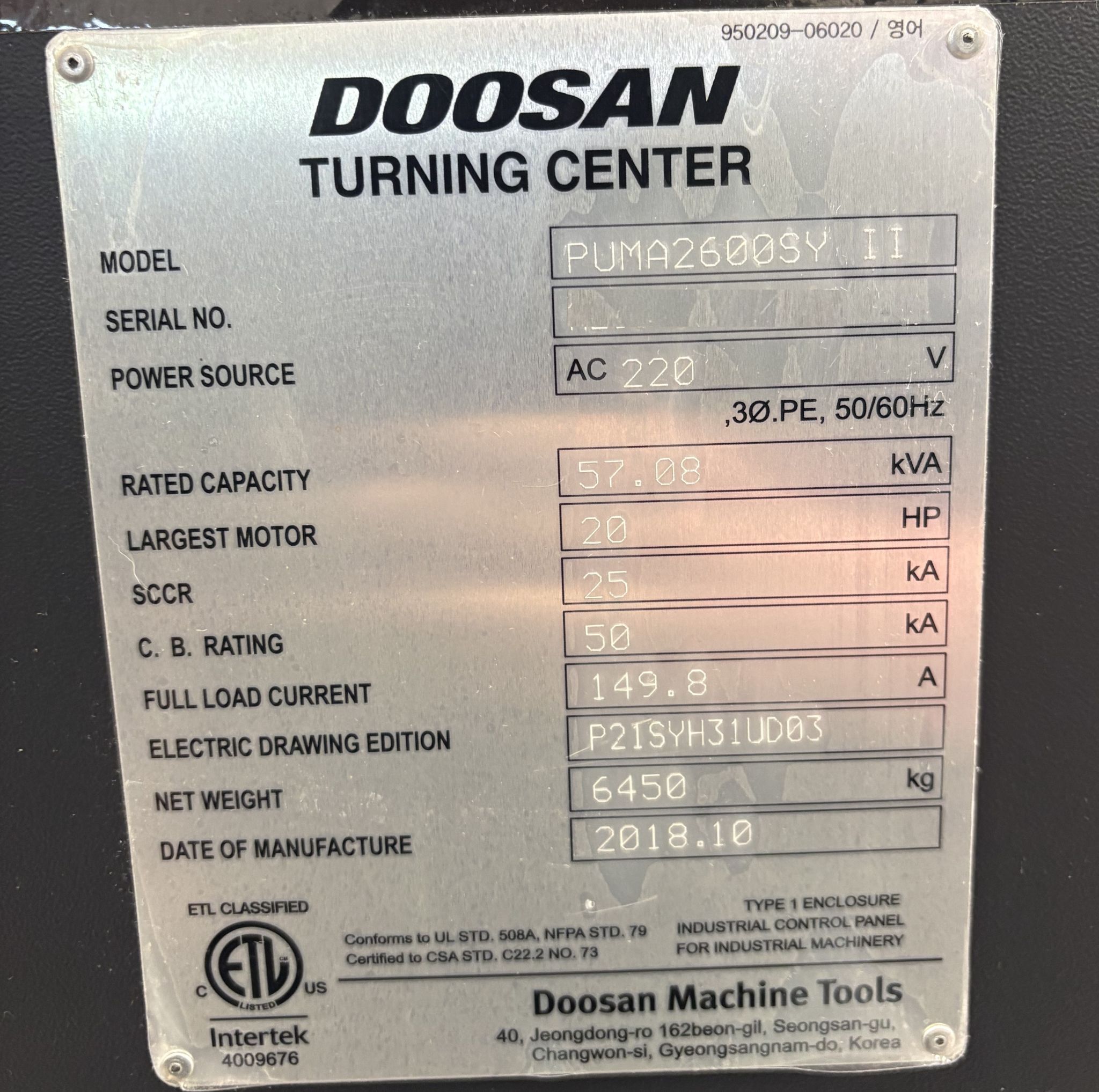 Doosan Puma 2600SYII CNC Turn Mill Center - 2018 Bar Feeder, Sub Spindle, Y Axis Lathe 8