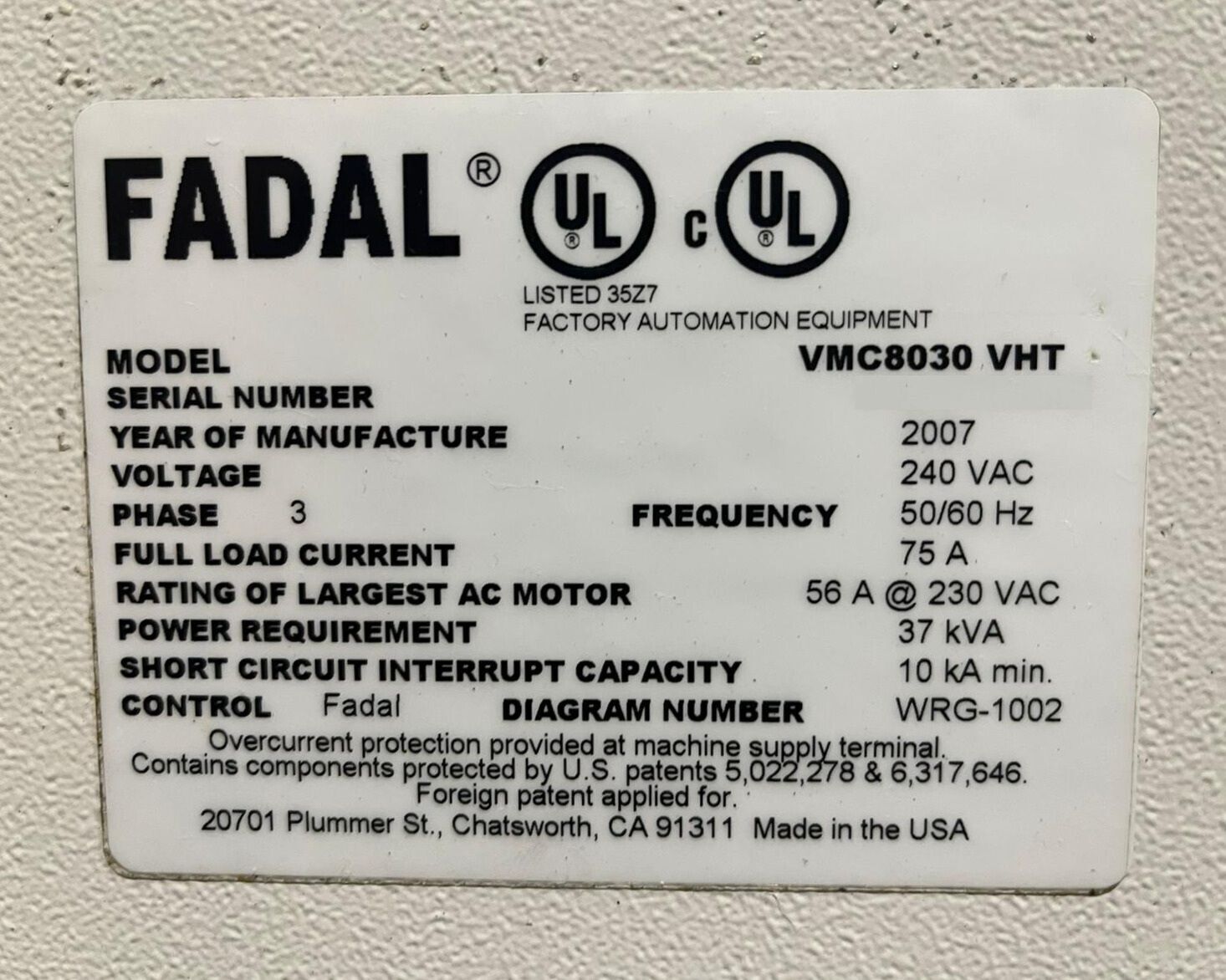 Fadal VMC8030 VHT CNC Vertical Machining Center - 4th Axis Ready Mill 8
