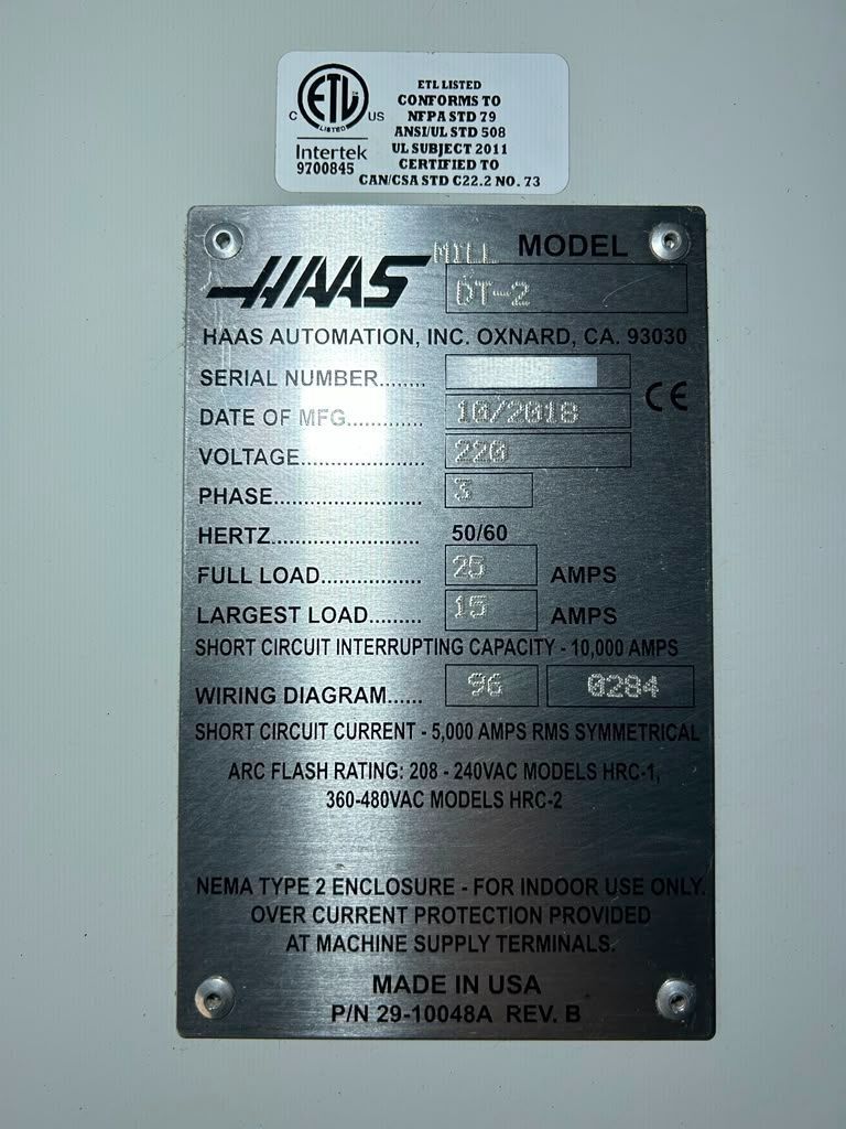 Haas DT-2 CNC Drill Tap Center - 2018 4th Axis Ready, 15,000 RPM, HSM Mill 17