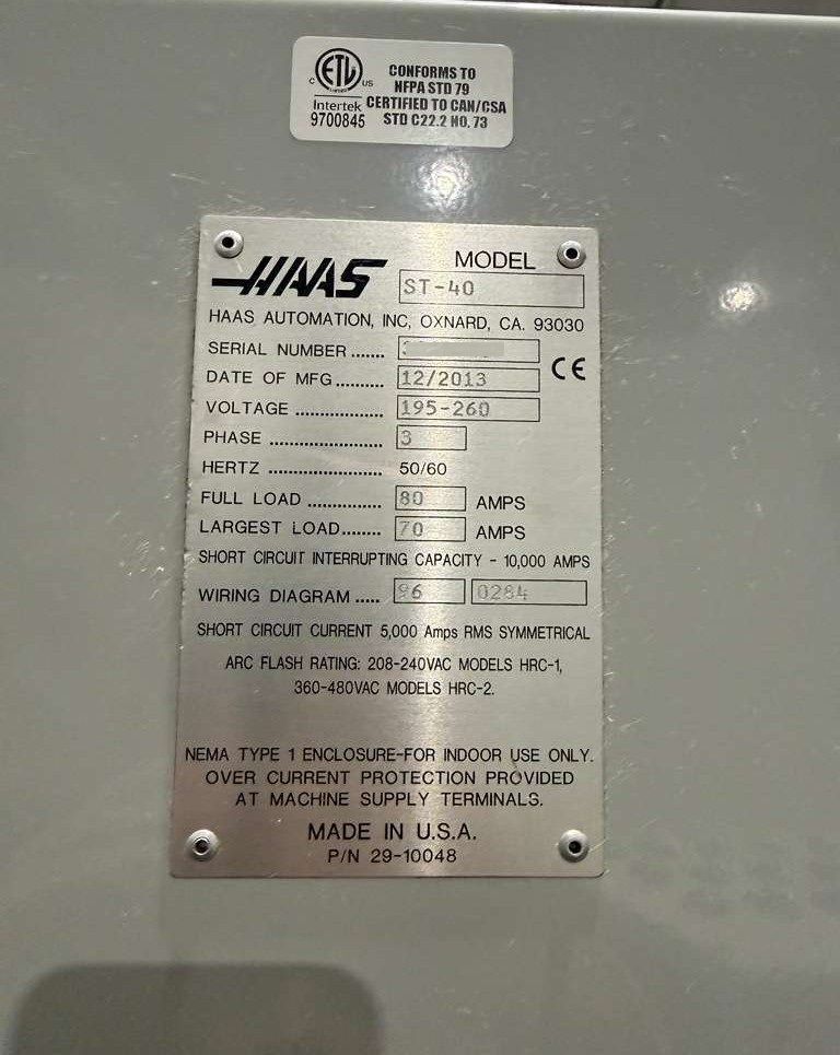 Haas ST-40 CNC Turning Center -18.5" Chuck, 7.5" Big Bore Lathe 23