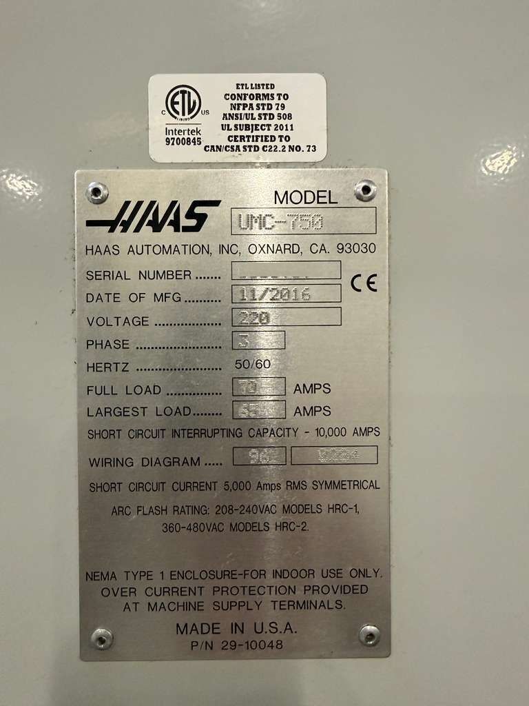 Haas UMC-750 5-Axis CNC Universal Machining Center - 12,000 RPM, 40 ATC, TSC, HSM Mill 18
