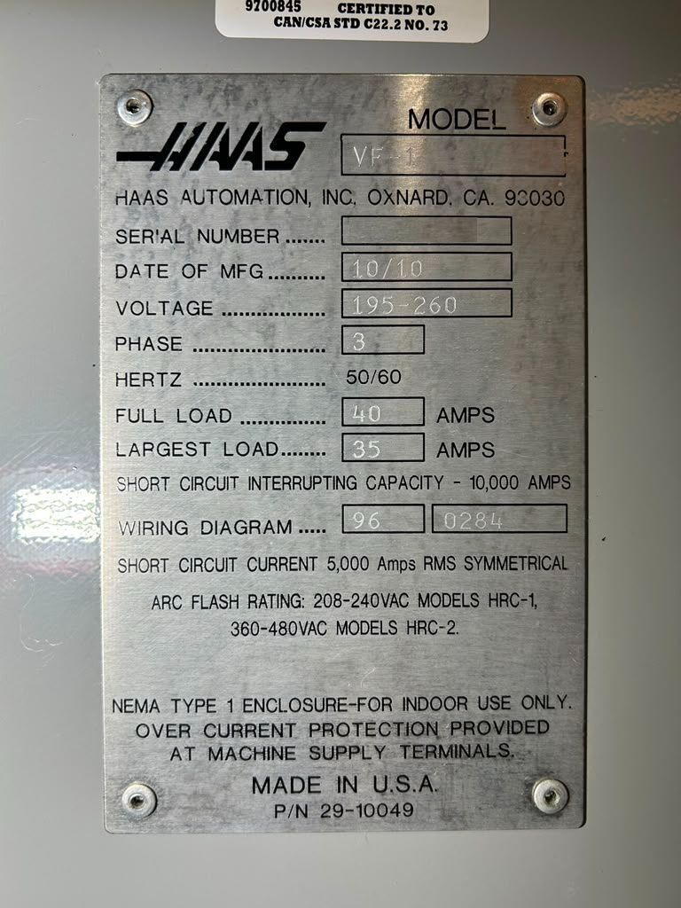 Haas VF-1 CNC Vertical Machining Center - Mill 19