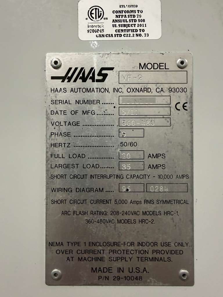 Haas VF-2 CNC Vertical Machining Center - 30,000 RPM, WIPS, Linear Scales Mill 28