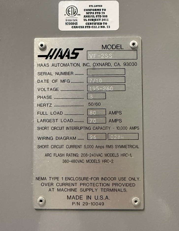 Haas VF-2SS CNC Vertical Machining Center - 12,000 RPM, HSM Mill 18