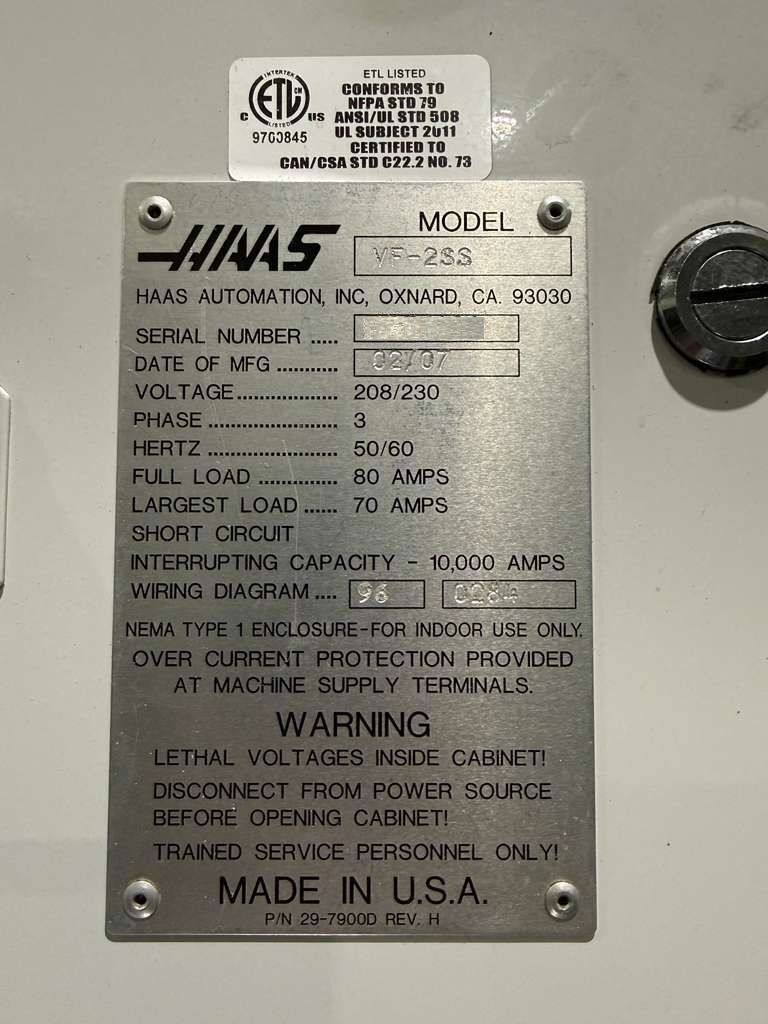 Haas VF-2SS CNC Vertical Machining Center - 12,000 RPM Mill 10