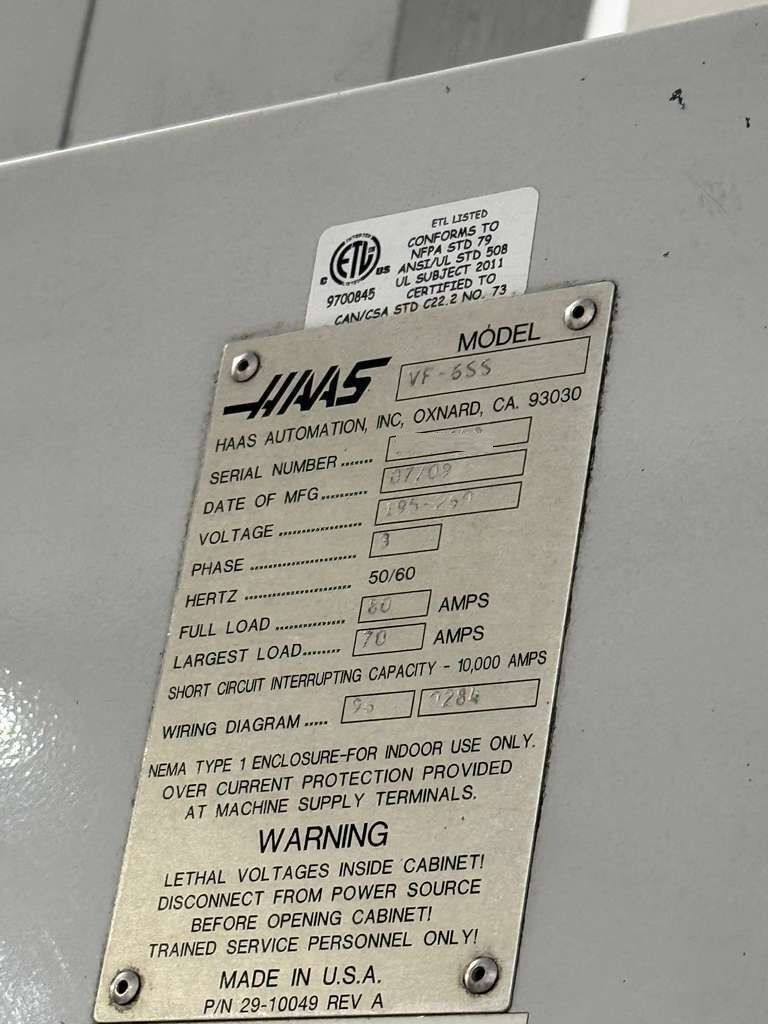 Haas VF-6SS CNC Vertical Machining Center - 4th Axis Ready Mill 21