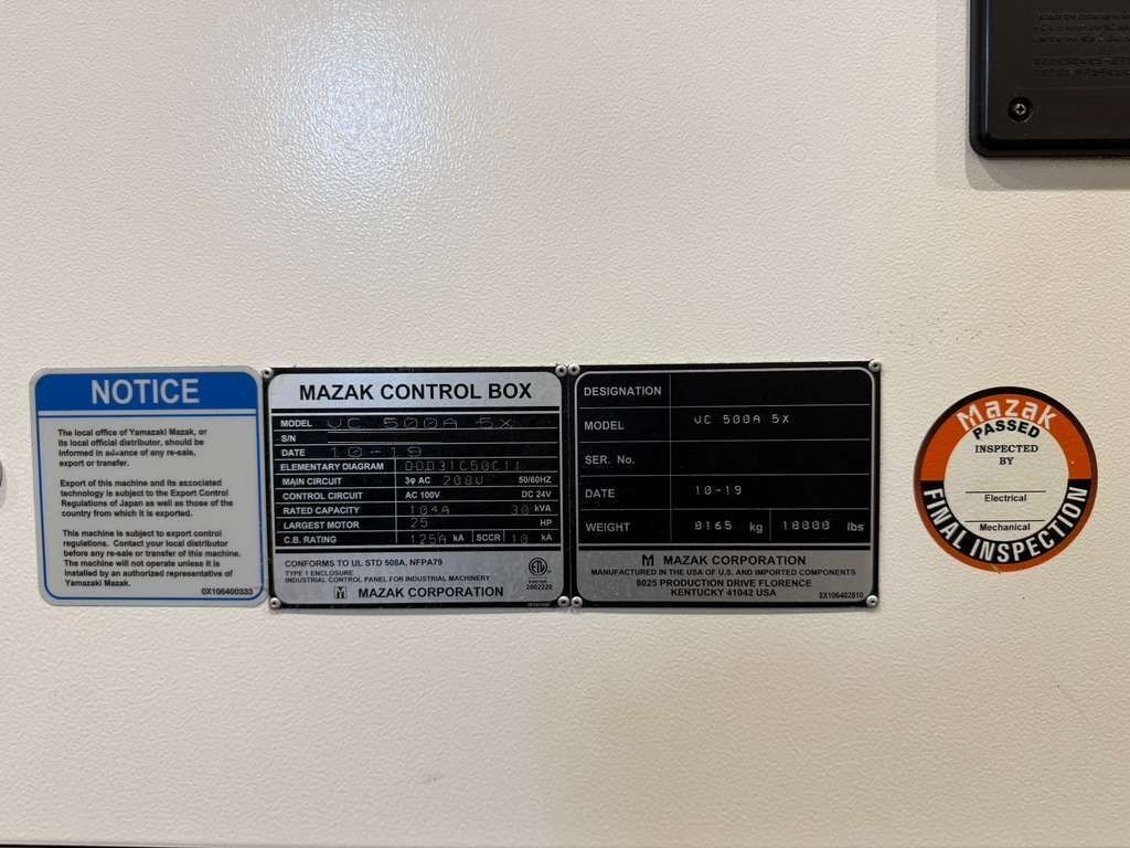 Mazak VC-500A/5X 5 Axis CNC Vertical Machining Center - 2019 Mill 26